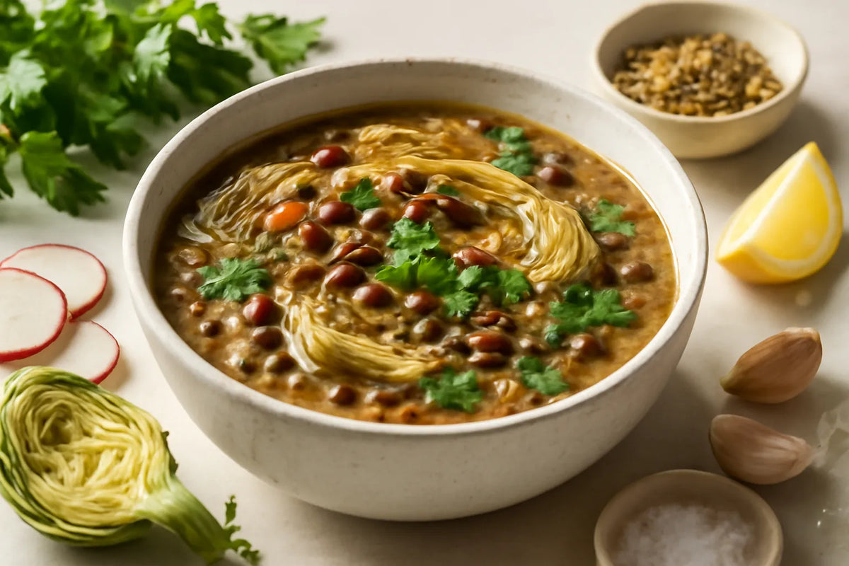 Za'atar-Adzuki-Bohnen-Artischocken-Suppe