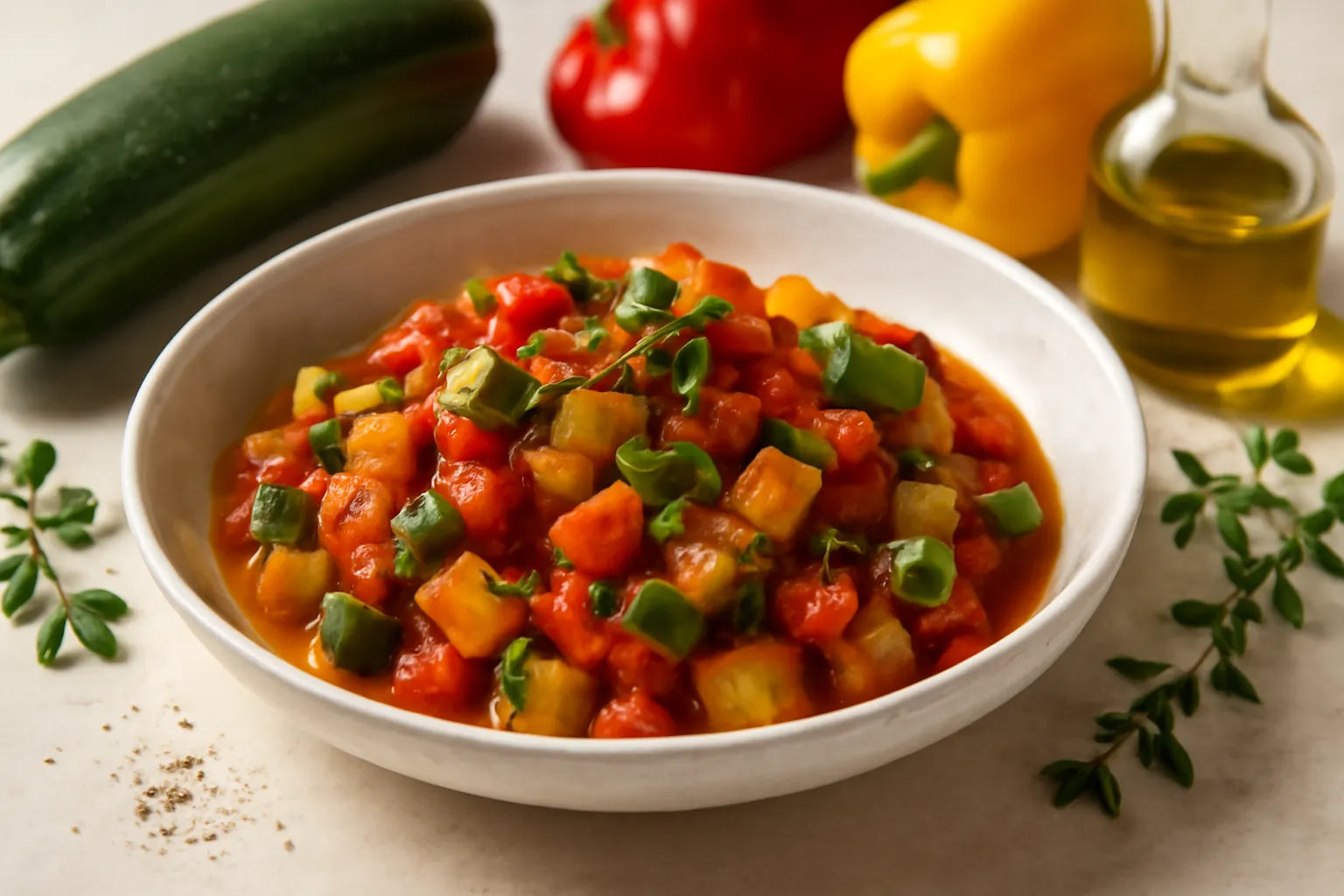 Courgette en paprika pisto