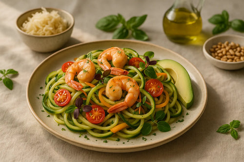 Zucchini noodles with shrimp