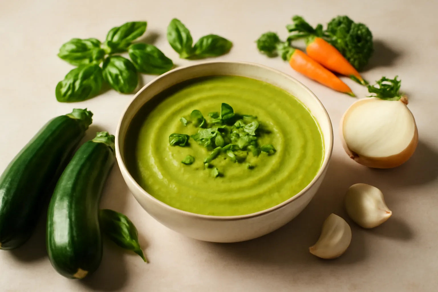 Sopa de calabacín con albahaca