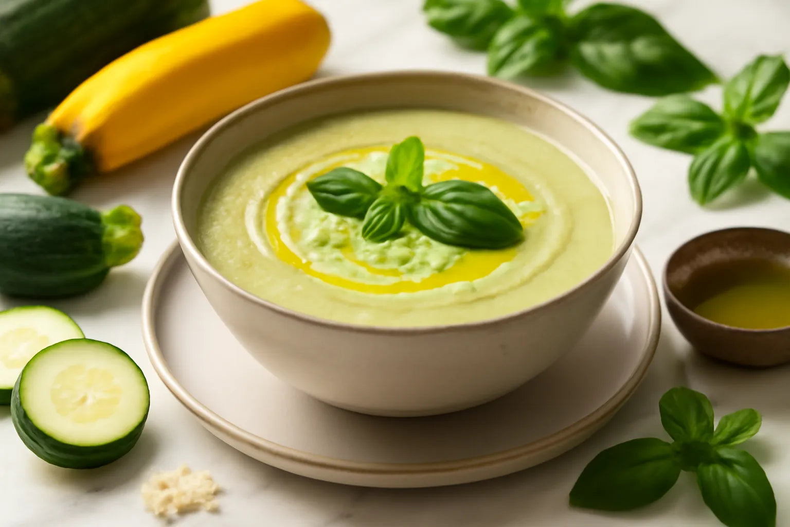 Courgettesoep met olijfolie