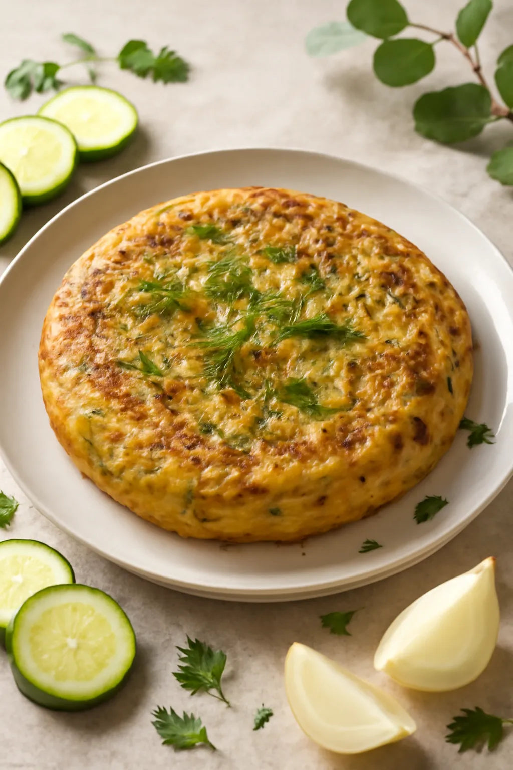 Courgette-tortilla met ui