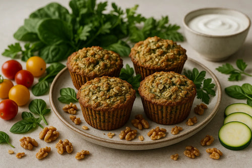 Zucchini Walnut Oat Muffins